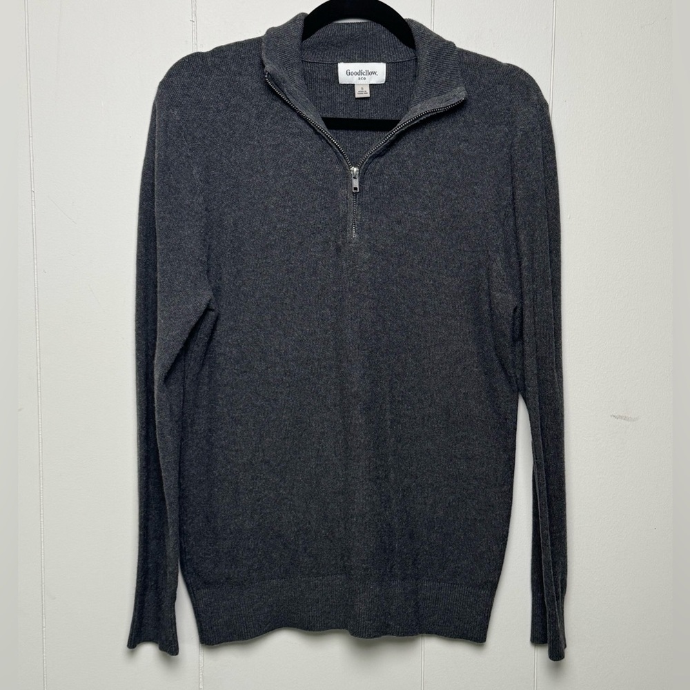 Goodfellow & Co Men's Cotton Blend Charcoal Quarter Zip Sweater Size S